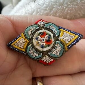 Colorful Vintage Italian Micro Mosaic Brooch
